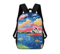 Sydney Opera House Colorful Painting Backpack, 3D Printed School Bag, School Lunch Bag, Travel Backpack, Friends Backpack, School Backpack for Girls And Boys 17inch