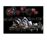 Sydney Opera House Gorgeous City Night View Poster - Deluxe Scratch Painting City Landmark Map - Scratch Off Foil Layer Coating Poster Scratch Map - Beautifully Packaged Gift