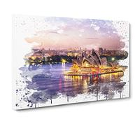 Sydney Opera House Harbour Australia No.10 V3 Modern Canvas Wall Art Print Ready to Hang, Framed Picture for Living Room Bedroom Home Office Décor, 24x16 Inch (60x40 cm)