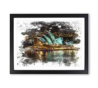 Sydney Opera House Harbour Australia No.15 V3 Modern Framed Print | A2 Black Framed Wall Art | Ready to Hang | Modern Nature Picture | Living Room Bedroom Lounge Office