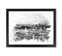 Sydney Opera House Harbour Australia Vol.10 V4 Modern Framed Print | A2 Black Framed Wall Art | Ready to Hang | Modern Nature Picture | Living Room Bedroom Lounge Office