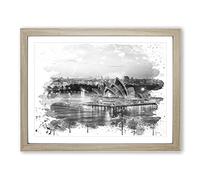 Sydney Opera House Harbour Australia Vol.10 V4 Modern Framed Wall Art Print, Ready to Hang Picture for Living Room Bedroom Home Office Décor, Oak A2 (64 x 46 cm)