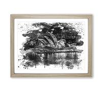 Sydney Opera House Harbour Australia Vol.15 V4 Modern Framed Wall Art Print, Ready to Hang Picture for Living Room Bedroom Home Office Décor, Oak A3 (46 x 34 cm)