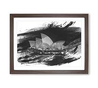 Sydney Opera House Harbour Australia Vol.5 V1 Modern Framed Print | A4 Walnut Framed Wall Art | Ready to Hang | Modern Nature Picture | Living Room Bedroom Lounge Office