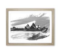 Sydney Opera House Harbour Australia Vol.8 V1 Modern Framed Wall Art Print, Ready to Hang Picture for Living Room Bedroom Home Office Décor, Oak A4 (34 x 25 cm)