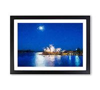 Sydney Opera House in Abstract Framed Print | A2 Black Framed Wall Art | Ready to Hang | Abstract Fantasy Picture | Living Room Bedroom Lounge Office