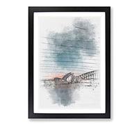 Sydney Opera House in Australia Abstract Sketch Framed Print | A2 Black Framed Wall Art | Ready to Hang | Abstract Fantasy Picture | Living Room Bedroom Lounge Office