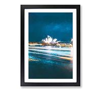 Sydney Opera House Lights in Abstract Framed Print | A2 Black Framed Wall Art | Ready to Hang | Abstract Fantasy Picture | Living Room Bedroom Lounge Office