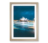 Sydney Opera House Lights in Abstract Framed Print | A2 Oak Framed Wall Art | Ready to Hang | Abstract Fantasy Picture | Living Room Bedroom Lounge Office