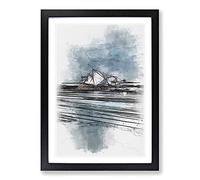 Sydney Opera House Lights Sketch Framed Print | A2 Black Framed Wall Art | Ready to Hang | Modern Nature Picture | Living Room Bedroom Lounge Office