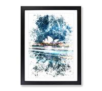 Sydney Opera House Lights Watercolour Modern Framed Print | A3 Black Framed Wall Art | Ready to Hang | Modern Historical Picture | Living Room Bedroom Lounge Office