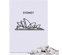Sydney Opera House Line Art Jigsaw Puzzles Puzzle for Adults Kids. 1000 Pieces Impossible Challenge Toy Educational Game Home Decoration for Educational Games Gifts 1000pcs (75x50cm)