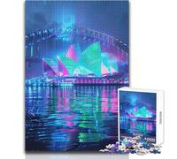 Sydney Opera House Neon Lights Adult Jigsaw Puzzles 1000 Pieces Smart Fun Educational Game Great Heartfelt Meaningful Present Size 38x52cm