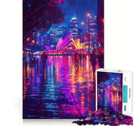 Sydney Opera House Night Rain Jigsaw Puzzle for Teenagers 1000 Pieces Cognitive Toy Quiet Hobby Premium Edge (38x52cm)