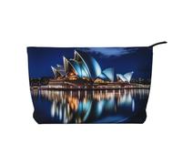 Sydney Opera House Pattern Large Capacity Corduroy Cosmetic Bag, Fashionable Waterproof toiletries Storage Bag
