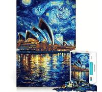 Sydney Opera House Starry Night Jigsaw Puzzles for Teenagers 1000 Brain Workout Toy Simple Fun Image Assembly Cherished Gift (38x52cm)