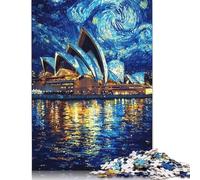 Sydney Opera House Starry Night Puzzle Relax Challenge Toy Premium Cardboard Jigsaw Puzzle for Adult Children Easter Gifts 500pcs (52x38cm)