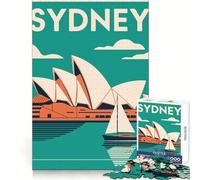 Sydney Opera House Travel Poster Teenagers 1000 Piece Jigsaw Puzzle Memory Gain Light Relax Design Assembly Wall Art Decor (38x52cm)