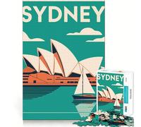 Sydney Opera House Travel Poster Teenagers 1000 Piece Jigsaw Puzzle Memory Gain Light Relax Design Assembly Wall Art Decor (38x52cm)