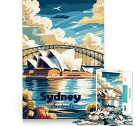 Sydney Opera House Travel Poster Teenagers 1000 Piece Jigsaw Puzzle Mind Exercise Toy Group Play Precision Cut Festival Gift (50x75cm)