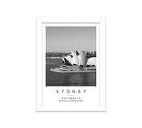 Sydney Opera House Travel Print Sydney Wall art Black and white Poster A5 Print in White frame 21 X 24.5cm (7x9.6inch)