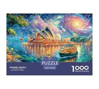 Sydney Opera House Under A Cosmic Night Sky, with A Ferry 1000 Piece Jigsaw Puzzle Dream Building - Brainteasing Fun for Adults & Kids 70x50cm/1000pcs