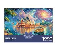Sydney Opera House Under A Cosmic Night Sky, with A Ferry 1000 Piece Jigsaw Puzzle Dream Building - Recycled Cardboard, Brainteasing Game 38x26cm/1000pcs