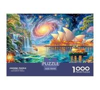 Sydney Opera House Under Cosmic Sky 1000 Piece Jigsaw Puzzle Fantasy Architecture Recycled Cardboard, Great Gift for All Ages 70x50cm/1000pcs