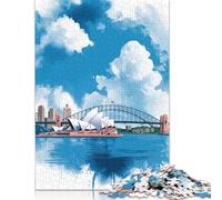 Sydney Opera House Watercolor Jigsaw Puzzles Puzzles for Adults Kids. 1000 Piece Great Gifts Challenge Toy Educational Game Home Decoration for Adults& Kids Age 14 Years Up 1000pcs (38x26cm)