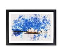 Sydney Opera House Watercolour Framed Print | A2 Black Framed Wall Art | Ready to Hang | Modern Historical Picture | Living Room Bedroom Lounge Office