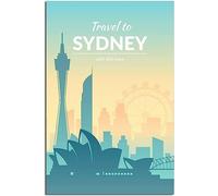 Sydney Skyline Art Print Vintage Travel Poster Retro Wall Art Canvas Poster Home Decor Room Decor Unframed 40x60cm