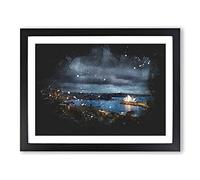 Sydney Skyline At Night Paint Splash Modern Art Framed Print | A2 Black Framed Wall Art | Ready to Hang | Modern Cityscape Picture | Living Room Bedroom Lounge Office