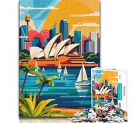 Sydney Skyline Illustration Jigsaw Puzzles 1000 Pieces for Adults Teens,Challenging Game And Family Play for Is Ideal As A Gift for The Whole Family 50x75cm