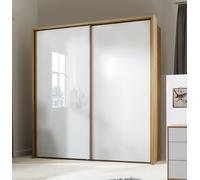 Sydney Sliding Wardrobe - 2 Door - White Glass and Oak Carcase