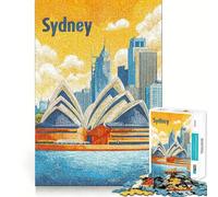 Sydney Travel Poster 1000 Piece Jigsaws for Teenagers Puzzle Mind Challenge Toy Calm Pastime Precise Cut Lovely Gift (38x26cm)