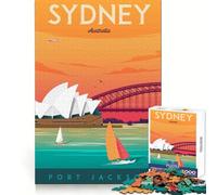 Sydney Travel Poster Jigsaw Puzzles for Adults 1000 Analytical Skill Light Recreation Tight Join (38x52cm)