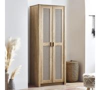 Sydney Wardrobe - Rattan-effect sticker front - Oak