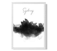 Sydney Watercolour Skyline City Framed Print SIZE: A4 with White Frame ARTZE Black A2