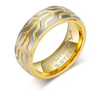 SYDNFZY Mens Wedding Band Ring - 8mm Fashion Stainless Steel Engagement Promise Rings for Men Women, Cool Tire Tread Pattern Ring for Men Biker Bands Jewelry Gift Ring Size 6 7 8 9 10 11, Stainless