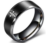 SYDNFZY Mens Wedding Band Ring - 8mm Stainless Steel Engagement Promise Rings for Men Women, Cross Classic Ring with Cubic Zirconia for Men Jewelry Gift Ring Size 6 7 8 9 10 11, Stainless Steel, No
