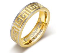 SYDNFZY Mens Wedding Band Ring - Fashion Durable Stainless Steel Engagement Promise Rings for Men Women, 6mm Greek Key Ring for Men Couple Jewelry Gift Ring Size 6 7 8 9 10 11, Stainless Steel, No