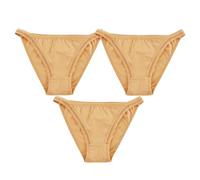 SYDUZAX 3 Pcs Cotton Knickers Multipack Women's Underwear Stretchy Low Rise Hipster Panties Soft Comfortable Full Briefs Breathable Underpants Ladies Basic Briefs for Daily Wear Beige