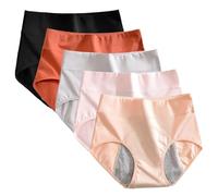 SYDUZAX 5 Pack Period Pants, Women's High Waist Leakproof Knickers Ladies Briefs Heavy Flow Extra Protection Menstrual Period Underwear Full Coverage Panties Soft Breathable Underpants Multipack