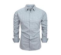 SYDUZAX Dress Shirts for Men UK Sale Clearance Long Sleeved Checked Shirt Tartan Print Business Casual Smart Shirts Tops Lapel Collar Formal Work Blouse Regular Fit Button Down Formal Shirt Green