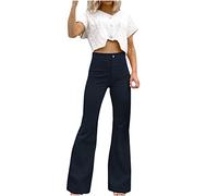 SYDUZAX Flared Pants Women Solid Color Corduroy Trousers Slim Fit Bell-Bottom Trousers Casual Smart Work Pants Full Length Lounge Trousers Bootcut Yoga Trousers for Fitness Workout Jogging Navy