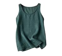 SYDUZAX Linen Tank Tops for Women UK Sleeveless Vest Tops Summer Fashion Cotton Line Baggy Shirt Blouse Plain Swing T-Shirt Retro Vests Casual Loose Solid Tee Tunic for Women UK Plus Size