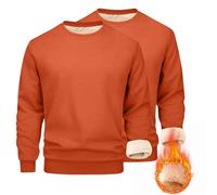 SYDUZAX Mens Fleece Jumpers 2 Pack Crew Neck Sherpa Lined Sweatshirts Winter Warm Pullover Sweater Thicked Thermal Tops Soft Comfy Fit Long Sleeve Jumper Plain Casual Workwear Fuzzy Fluffy Sweatshirt
