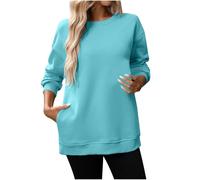 SYDUZAX Oversized Sweatshirt Women Fleece Lined Jumper Ladies Auumn Winter Warm Pullover Sweaters Round Neck Solid Color Plush Sweatshirts Casual Tunic Tops for Leggings Loose Blouse