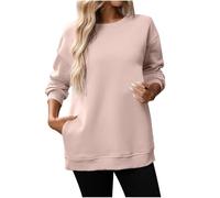 SYDUZAX Oversized Sweatshirt Women Fleece Lined Jumper Ladies Auumn Winter Warm Pullover Sweaters Round Neck Solid Color Plush Sweatshirts Casual Tunic Tops for Leggings Loose Blouse