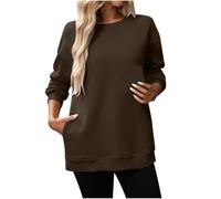 SYDUZAX Oversized Sweatshirt Women Fleece Lined Jumper Ladies Auumn Winter Warm Pullover Sweaters Round Neck Solid Color Plush Sweatshirts Casual Tunic Tops for Leggings Loose Blouse